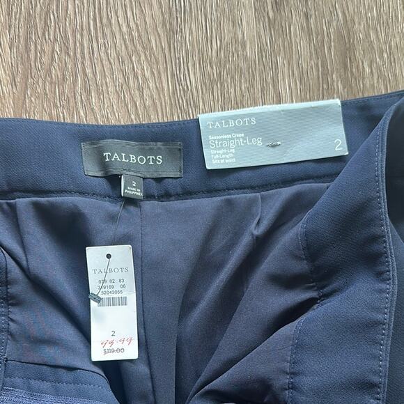 NWT Talbots Seasonless Crepe Straight Leg Pants Navy Size 2 Business Casual - Picture 3 of 6